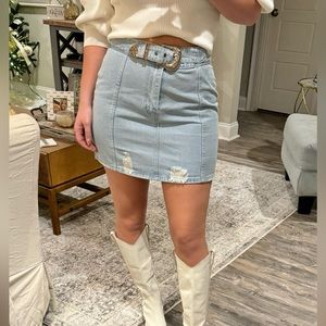 Western Blue Jean Skirt Boutique Brand with belt